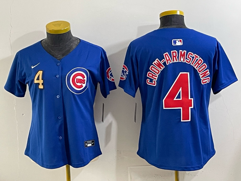 Women Chicago Cubs #4 Crow-Armstrong Blue Nike MLB 2025 Jersey 007
